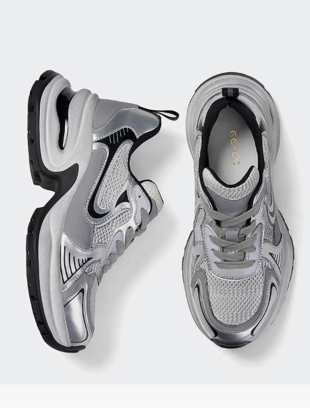 GG-CC Moonfall Galaxy Silver White Futuristic Chunky Platform Dad Sneakers 40